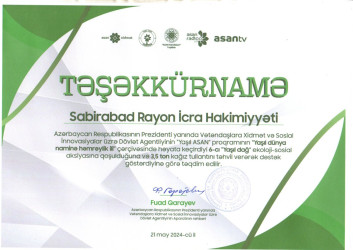 Sabirabad Rayon İcra Hakimiyyəti də 6-cı “Yaşıl dağ” ekoloji-sosial aksiyasına qoşulmuşdur