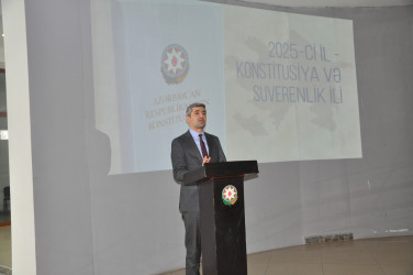 Sabirabad rayonunda 2025-ci il “Konstitusiya və Suverinlik İli” çərçivəsində “İnsanların hüquq və azadlıqlarının qorunması” mövzusunda maarifləndirici tədbir keçirilib