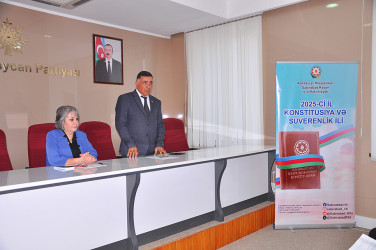 Sabirabad rayoununda “Konstitusiya və Suverenlik İli” çərçivəsində “Konstitutsion hüquqların müdafiəsi mexanizmləri” mövzusunda hüquqi-maarifləndirici tədbir keçirilib